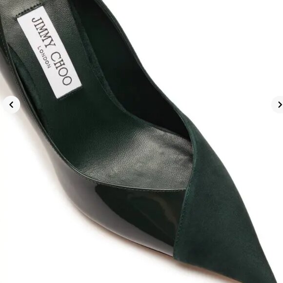 JIMMY CHOO CASS 95 DARK GREEN (suede/patent leather) SIZE 38 - Picture 7 of 10